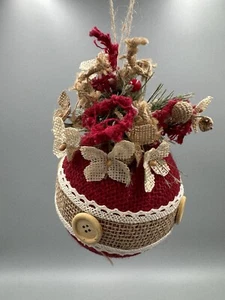 Handgefertigte rustikale Weihnachtsbirne im Sackleinen-Stil hängende Ornamentnest oben LESEN - Bild 1 von 5