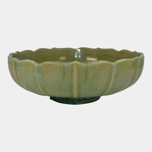 Fulper Arts And Crafts Pottery Crystalline Green Glaze Footed Ceramic Bowl 559 - Picture 1 of 6