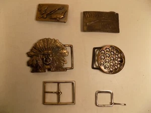 Lote de hebillas de cinturón vintage de latón Winchester Arms INDIAN CHEF FISHING Y OTROS 2 - Imagen 1 de 5