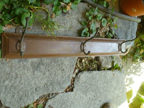 Antique Coat Rack  Wood&Brass Hook Vintage Kitchen Rack Cover