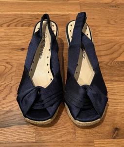 Bella Vita Womens Nadette II Faux Suede Peep Toe Sandals Wedges Shoes Navy Sz 7M - Picture 1 of 5