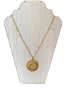 Vintage Monet Gold Tone Chain Sunflower Necklace Textured 23” - Picture 1 of 8