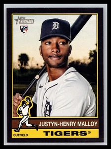 2025 Topps Heritage 305 Justyn-Henry Malloy Tigers RC Black Border SP - Picture 1 of 2