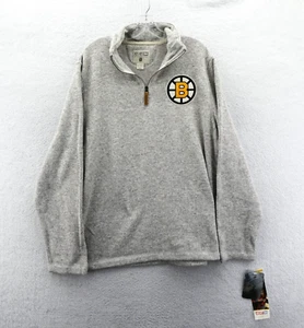 CCM Boston Bruins Sweatshirt Mens Large Gray NHL Hockey 1/4 Zip Soft Lined New - Picture 1 of 9