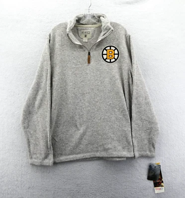 CCM Boston Bruins Sudadera Para Hombres Grande Gris NHL Hockey 1/4 Cremallera Suave Forrada Nueva Foto 1 de 4