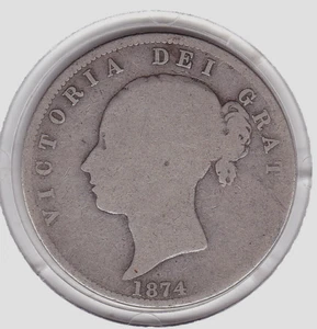 1874 Queen Victoria Young Head Half Crown (2/6d) Silver (92.5%) Coin - Picture 1 of 2