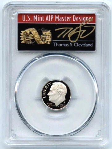 2022 S 10C Clad Roosevelt Dime PCGS PR70DCAM FDOI Thomas Cleveland Arrows Cover