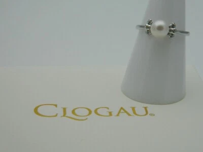 Anillo Galés Clogau Plata de Ley y Oro Rosa de 9 quilates Perla Windsor y Topacio Talla O Foto 1 de 4