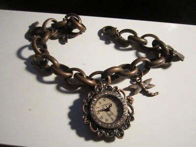 PULSERA RELOJ COLGANTE COLOR BRONCE STRADA ENCANTO SE ADAPTA HASTA MUÑECA 9" - BBA-33E Foto 1 de 4