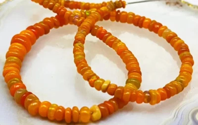 AAA Welo Fire Opal Beads 6mm 16 Inch Strand Orange Color For Jewelry Making T80 - Image 1 of 4
