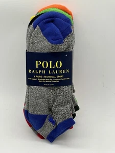 NEW 6 PAIR PACK POLO RALPH LAUREN MENS TECHNICAL SPORT NO SHOW SOCKS 80% COTTON - Picture 1 of 5