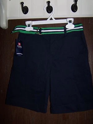 全新带标签 CHAPS 海军蓝中式短裤带条纹腰带男童 10 码 — 第 1/4 张图片