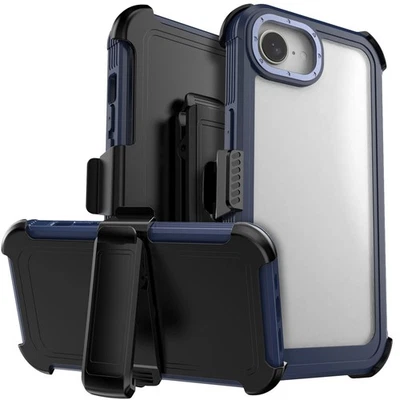 Case Cover For Apple iPhone 16e Rugged Shockproof Heavy Duty Transparent + Clip - Image 1 of 4