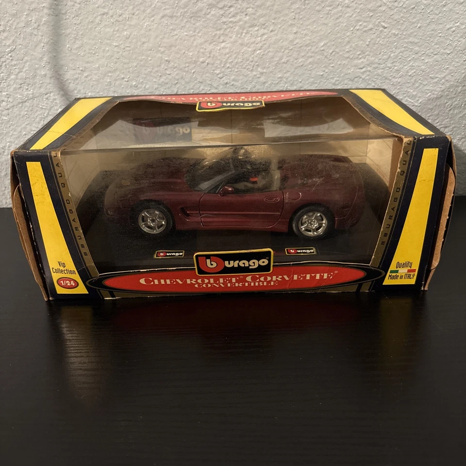 Colección VIP Burago ~ Chevrolet Corvette 1998 convertible ~ Borgoña ~ 1:24 #BYA Foto 1 de 4