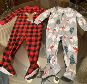 Kleinkind Fleece-Schlafanzug mit Füßen 2T Carter’s Marke Reißverschluss und super weich 2 Paar - Bild 1 von 6