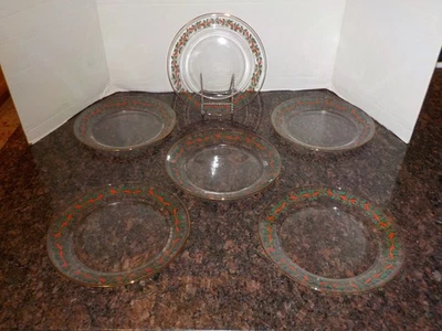 ARCOROC Francia Acebo Bayas Cinta Roja Borde Dorado 6 Platos de Almuerzo - 8” (4 Juegos) Foto 1 de 4