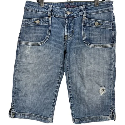 Bermudas Y2K BEBE Talla 29 Azul Claro Denim Retro Años 90 15" Entrepierna Preppy Foto 1 de 4