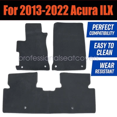 Replacement Front & Rear Floor Mats Carpet Velour For 2013-2022 Acura ILX Black — 第 1/4 张图片