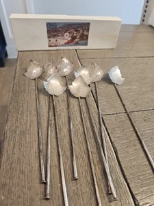 Antike mexikanische Sterling Silber Cocktail Rührstäbchen/Ruhrstäbchen 8er Set mit Box - Bild 1 von 8