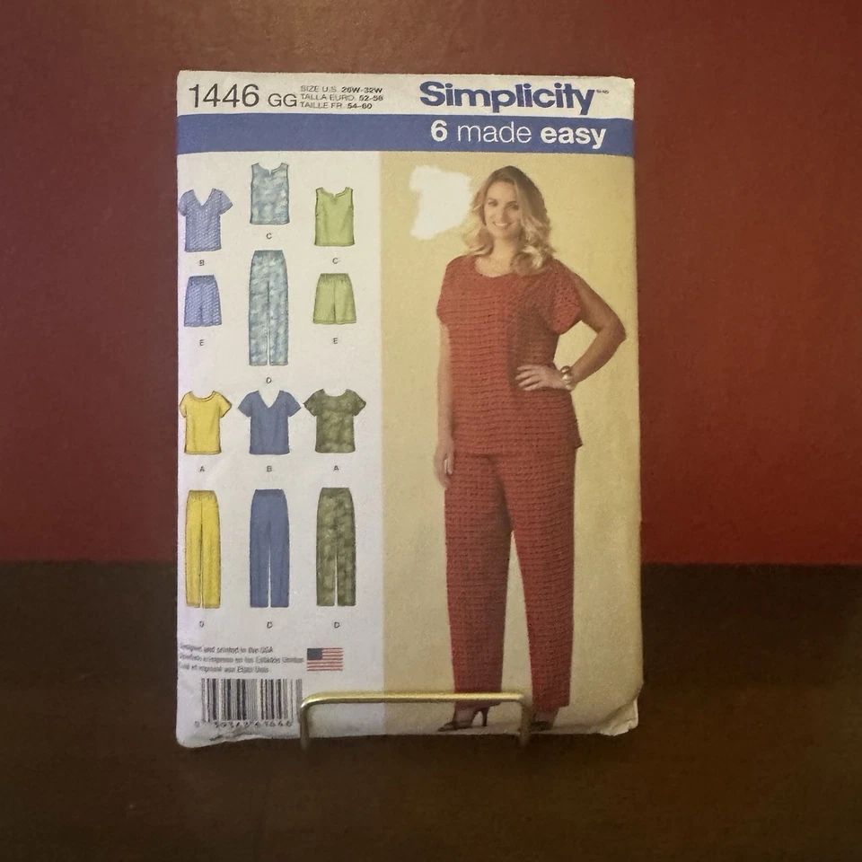 Simplicity Sewing Patterns 1446: Tops, Pants, & Shorts, Sizes 26-32 W - Uncut - Image 1 of 4