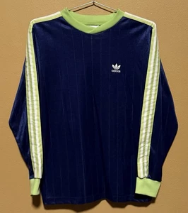 Vintage 90s Adidas Striped Long Sleeve Soccer Jersey Blue - Mens Size Large - Picture 1 of 3