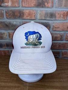 Richardson 112 Wheelock Pioneer Days Covered Wagon Maroon Mesh Snapback Hat - Picture 1 of 8