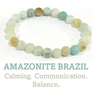 Amazonite Brazil Beaded Crystal Stone Healing Bracelet 8mm Beads Chakra Zodiac - Picture 1 of 6