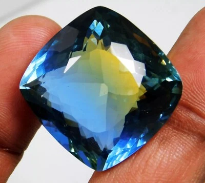 光面碧玺双色天然 60-61 克拉辐射切割散装认证宝石 — 第 1/4 张图片