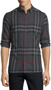 Neu mit Etikett $ 350 Burberry Brit Ecclestone Karohemd anthrazit Größe S Small - Bild 1 von 9