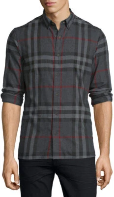 Camisa Burberry Brit Ecclestone Cuadros Cuadros Carbón Talla S Pequeña Nueva con Etiquetas $350 Foto 1 de 4