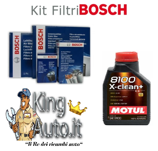 KIT TAGLIANDO FILTRI BOSCH + OLIO MOTUL 5W30 RENAULT CAPTUR 1.5 DCI 66KW 90CV - Imagen 1 de 1