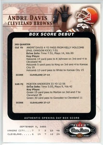 2002 Fleer Box Score Debuts Cleveland Browns Football Card #10 Andre Davis /2002 - Picture 1 of 2
