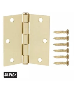 ( 48-pack ) 3-1/2 in. Satin Brass Square Corner Door Hinge DOOR REPAIR JAM - Picture 1 of 11