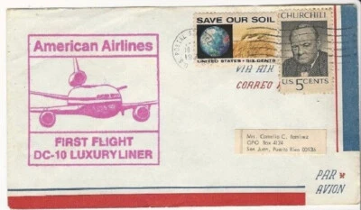 Usa: 1972; modern cover interesting First Flight DC10 luxury, EBN078 - Image 1 of 2
