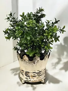 Clayre & Eef Shabby Blumentopf Pflanzgefäß Übertopf Antikweiß Metall 12cm - Bild 1 von 7