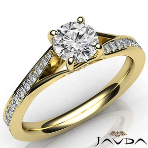 Micro Pave Set Split Shank Round Diamond Engagement Ring GIA G Color VS2 1.08Ctw - Imagen 1 de 5
