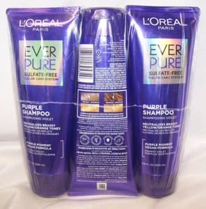 (3) L'Oreal Paris EverPure Sulfate Free Purple Shampoo for Colored Hair 6.8 oz. - Picture 1 of 2