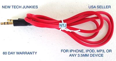 NTJ 3FT RUGGED 3.5mm stereo audio aux auxiliary cable for ipod iphone 4 5 6 plus - Image 1 of 3