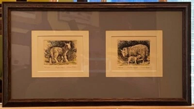 RARO! 2 Grabados Originales Simon Bull enmarcados "1st Steps" y "Matherhood" Certificado de Autenticidad Foto 1 de 4