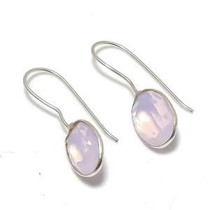 Pink Milky Opal Oval Shape Gemstone Antique Gift Jewelry Earrings 1.20" MXE 5246 - Picture 1 of 6