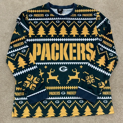 Green Bay Packers Shirt Men Large Sleep Pajamas Lounge NFL Football Patterned Cover