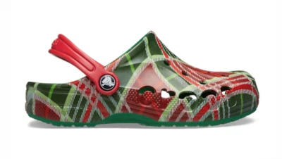 Zuecos a cuadros Crocs Baya vacaciones Navidad verde Kelly - TALLA C6 Foto 1 de 4
