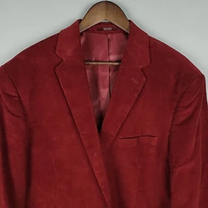 Adolfo Blazer Mens 46L Burgundy Corduroy Sport Coat 2 Button Jacket Casual Suits - Picture 1 of 15