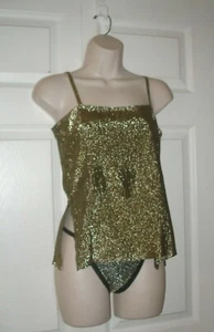 Damen Gold Silber Medium Intimbekleidung Top & Sexy Höschen Set Neu - Bild 1 von 10