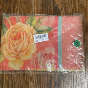 Floral Dupatta RadhaKrishna Salmon Gold Green Turquoise - Picture 1 of 5