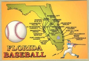 FLORIDA SPRING TRAINING BASEBALL ~ Vintage Postcard w/ Map of Teams ~ FREE SH - Bild 1 von 2