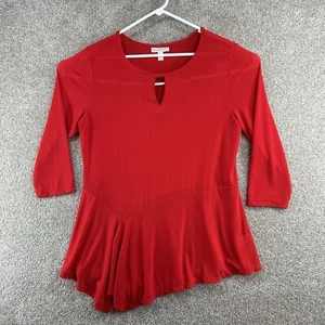 Dana Buchman Women's Dress Size XL Red 3/4 Sleeve Semi Sheer Pullover - Picture 1 of 11