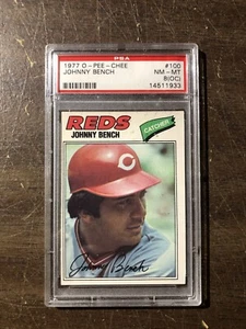 PSA 8 1977 O-Pee-Chee by Topps #100 Johnny Bench Hall Of Fame - Picture 1 of 1