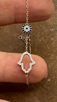 Нежный синий бриллиант круглый Lab создал сглаз браслет 925 пробы #4 - Изображение 1 из 4