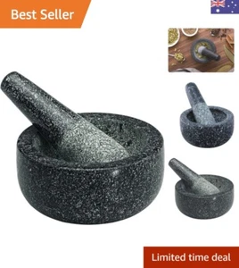 Granite Mini Mortar and Pestle, 9.5 cm Diameter, Black Speckled - Picture 1 of 5